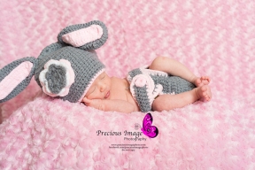 crocheted bunny outfit newborn photo